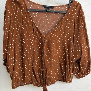 Forever 21 Brown Polka Dot Blouse